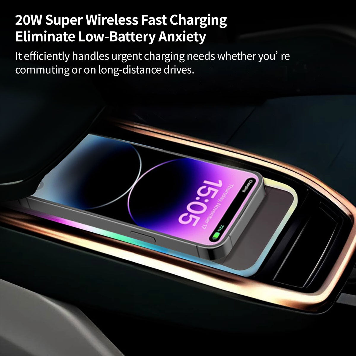 Wireless Car Charger – 20W Dual-Slot Fast Charging with Anti-Slip Pad | Traverseon