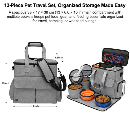 13-Piece Pet Travel Organizer Bag – Airline Approved Storage Kit | Traverseon