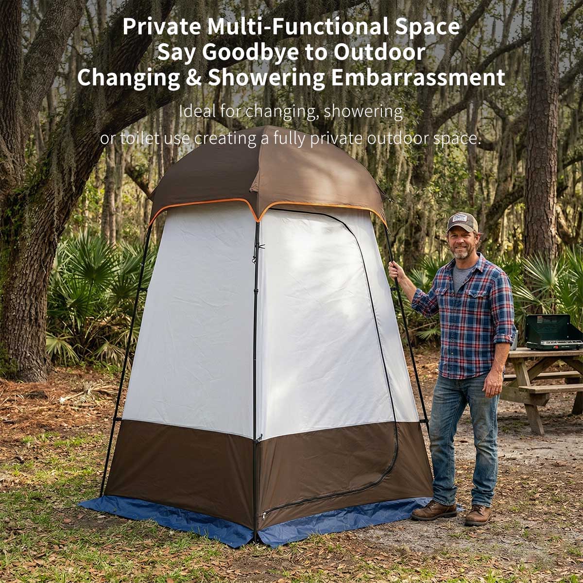Outdoor Privacy Shower Tent – Waterproof UV-Resistant Changing Shelter with Floor & Hook | Traverseon