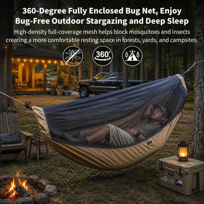 Camping Hammock with Mosquito Net – 273x100 cm Double, 250 kg Capacity | Traverseon