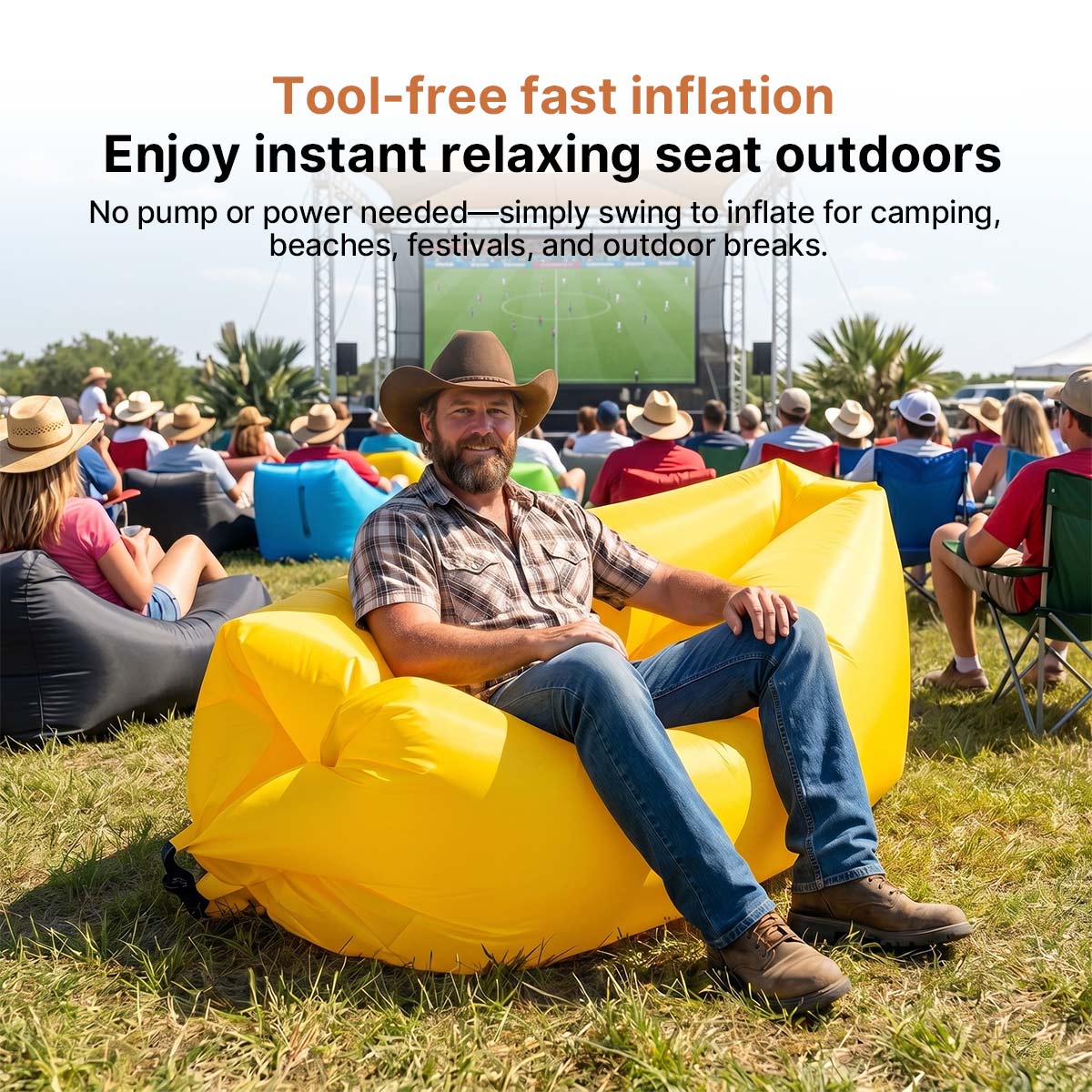 Inflatable Air Sofa – Pump-Free Portable Camping Lounger | Traverseon