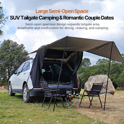 SUV Car Camping Tailgate Awning, Waterproof Privacy Screen, Extended Canopy, All-Terrain & All-Season Use | Traverseon