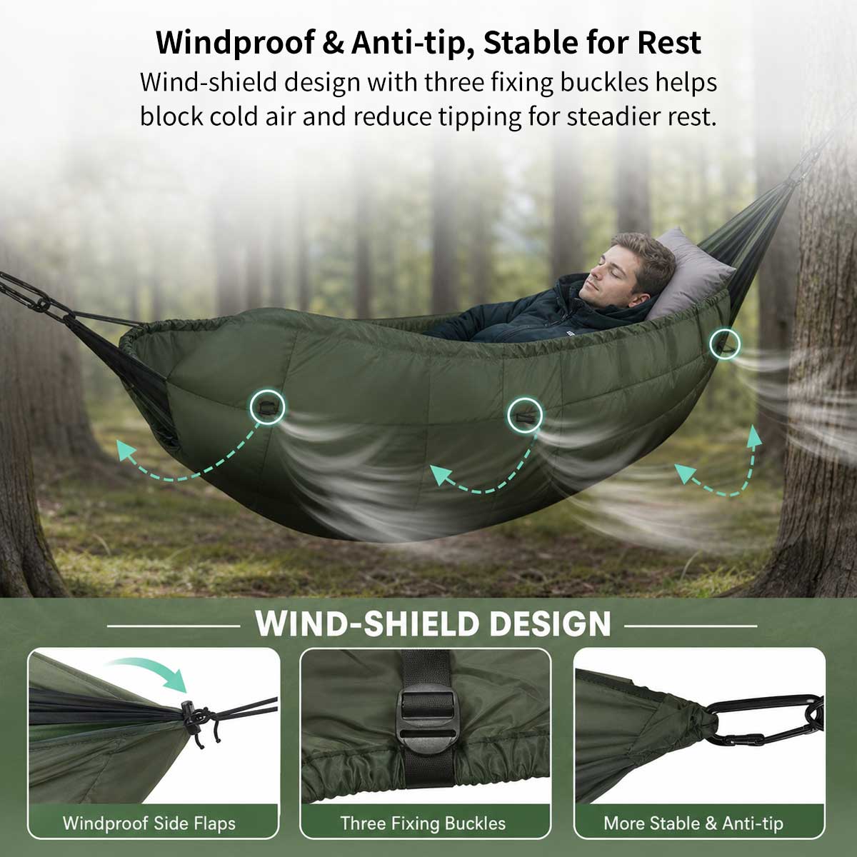 Camping Hammock Underquilt – 41–59°F, 2.76 lb Windproof Quilt | Traverseon