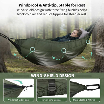 Camping Hammock Underquilt – 41–59°F, 2.76 lb Windproof Quilt | Traverseon