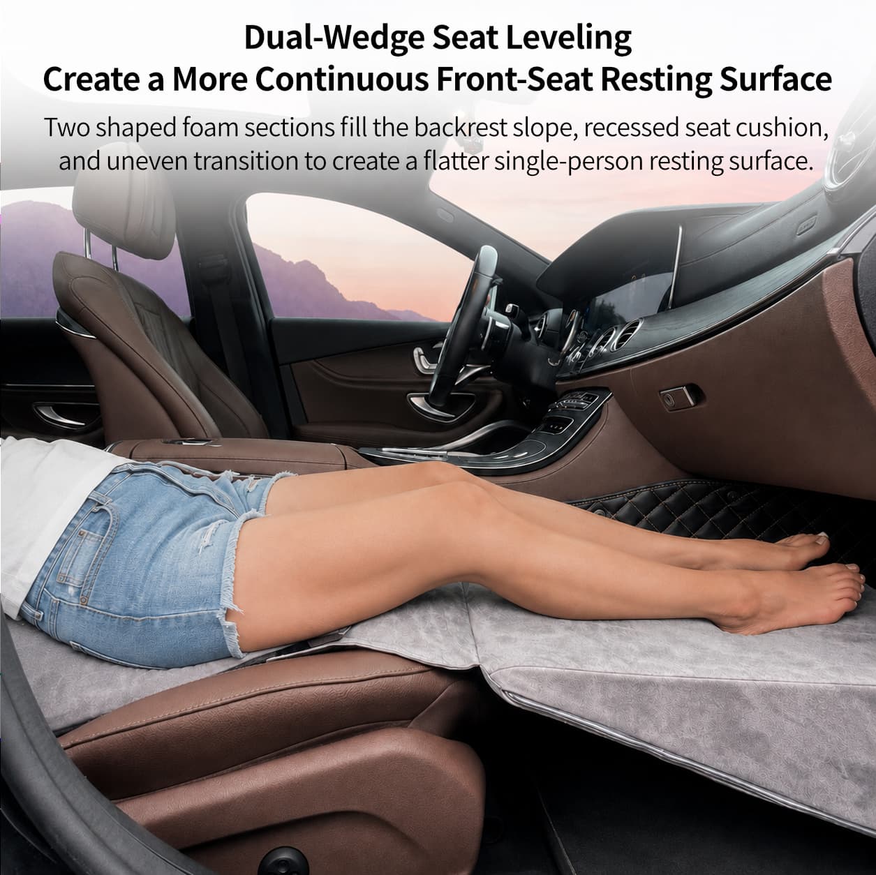 No-Inflation Car Front Seat Sleeping Pad – 1-Seat Leveling Pad for Naps | Traverseon