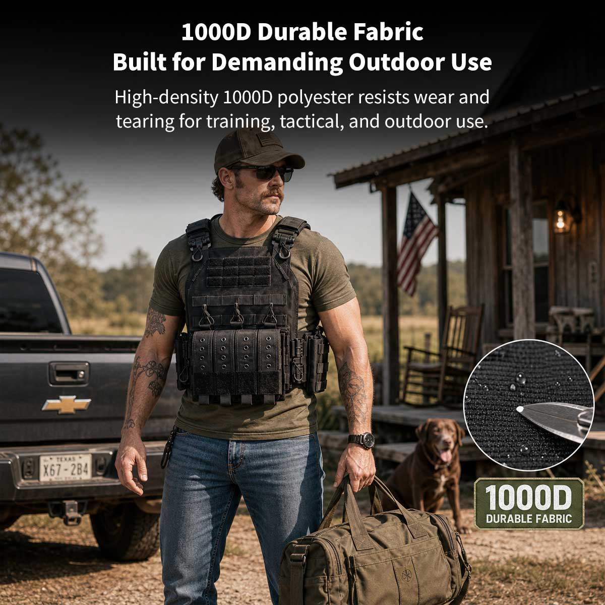 Tactical Vest MOLLE Carrier – 1000D Nylon Adjustable Military Gear Vest 38×31cm | Traverseon