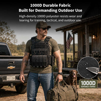 Tactical Vest MOLLE Carrier – 1000D Nylon Adjustable Military Gear Vest 38×31cm | Traverseon