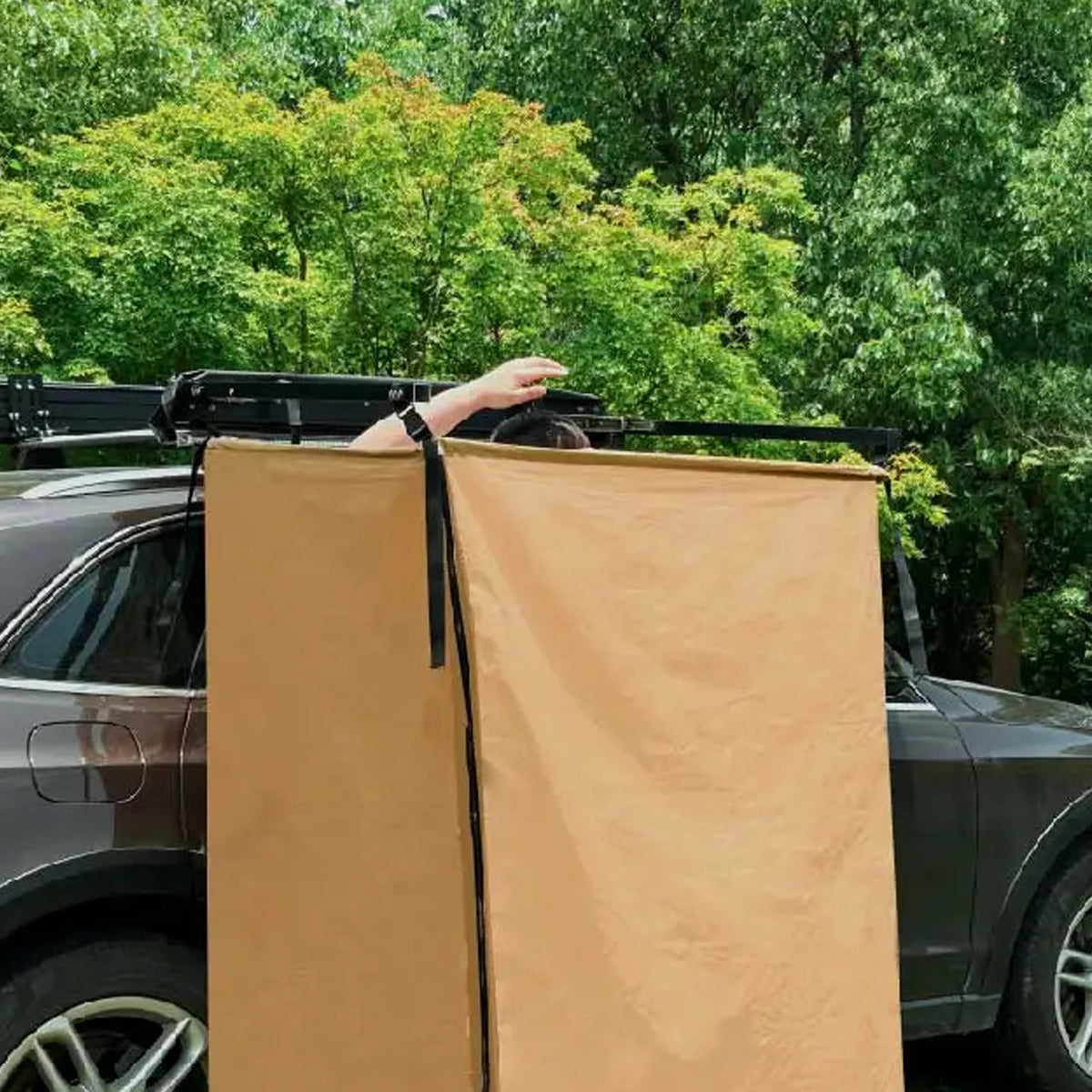 Portable Foldable Overland Car-Mounted Camping Shower Tent – Versatile Needs and with Hanging Loops