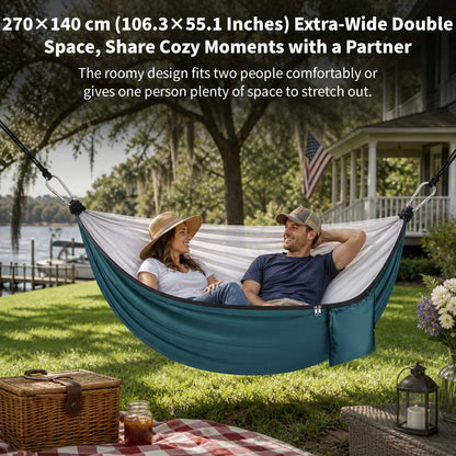 Double Camping Hammock with Mosquito Net – 270×140 cm, 250 kg Capacity | Traverseon