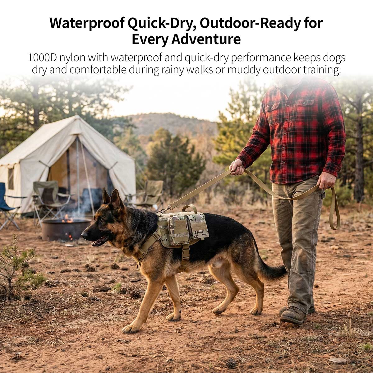 Tactical Dog Vest Harness – Adjustable, Pouches, Handle, for Hiking Training | Traverseon