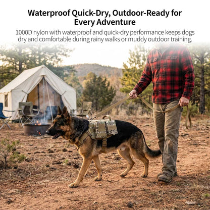 Tactical Dog Vest Harness – Adjustable, Pouches, Handle, for Hiking Training | Traverseon