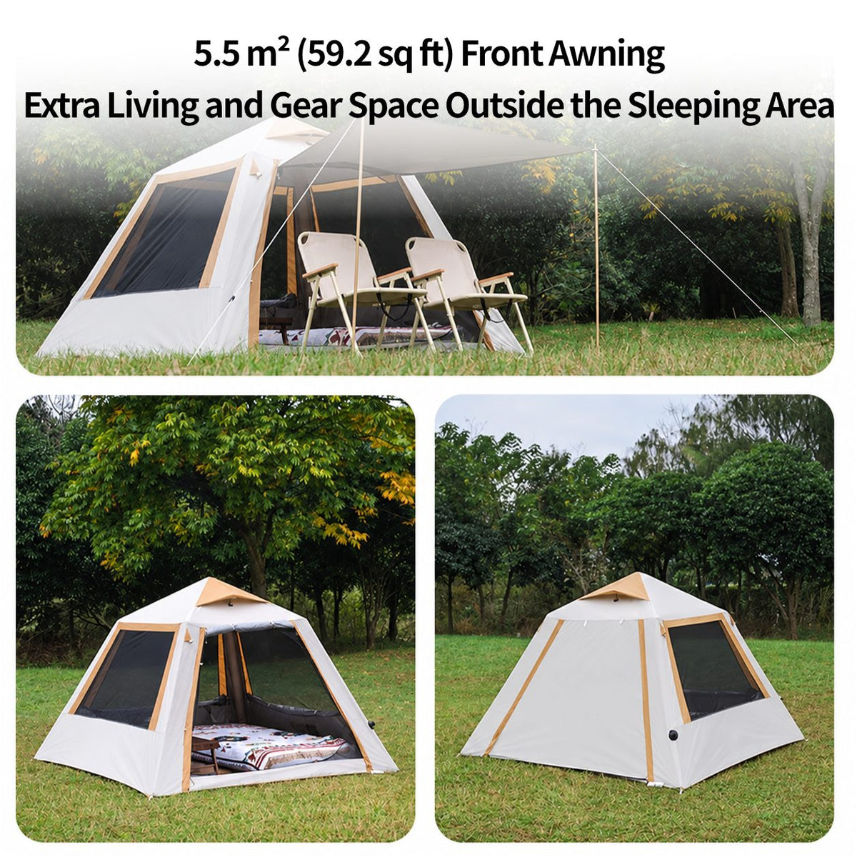 Traverseon Pole-Free Air Tent – 4–8 Person Inflatable Pop-Up Tent with Canopy