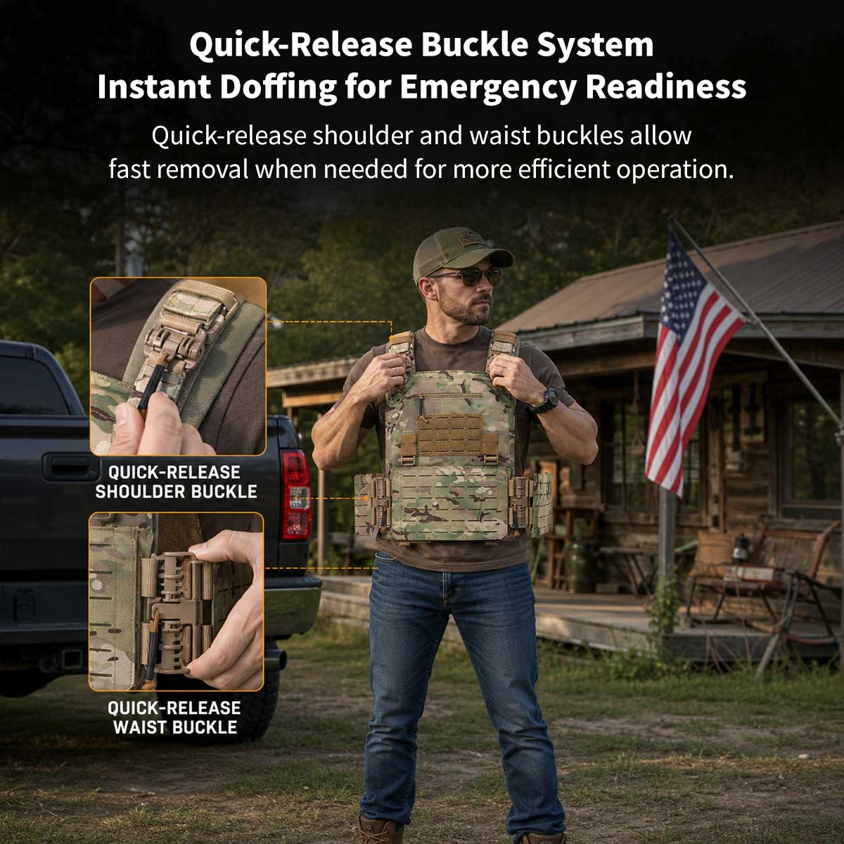 Quick-Release Tactical Vest – 900D Oxford Molle Plate Carrier, 26x33cm | Traverseon