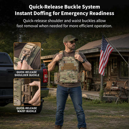 Quick-Release Tactical Vest – 900D Oxford Molle Plate Carrier, 26x33cm | Traverseon