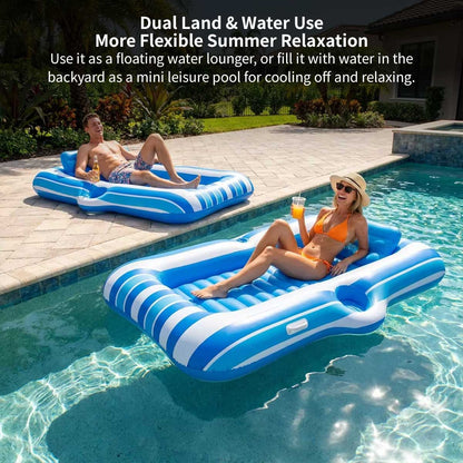 82.7" Inflatable Pool Float with Built-In Cooler – Water Lounger | Traverseon