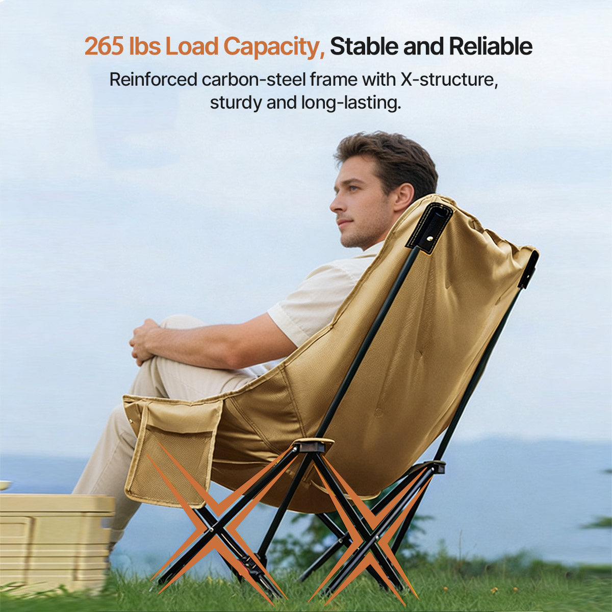 265 lb Reclining Moon Chair — 4-Level Adjustable, Extra-Wide Seat, Multi-Scene Outdoor Use | Traverseon