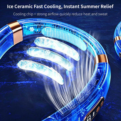 Ice Cooling Neck Fan – USB Rechargeable Bladeless Wearable Fan | Traverseon