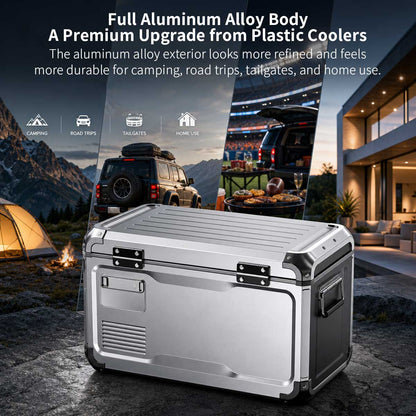 37 Qt All-Aluminum Portable Fridge – Dual-Zone Car Cooler | Traverseon