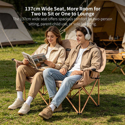 Double Camping Chair – 440lbs Heavy Duty with Cup Holder for Outdoor Camping| Traverseon