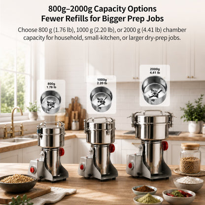 Electric Grain Grinder – 800g–2000g Swing-Type Spice & Herb Mill | Traverseon