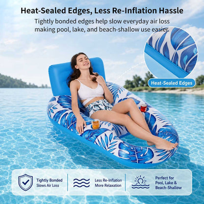 Inflatable Pool Lounger – 330 lb Adult Pool Float, 4 Styles | Traverseon