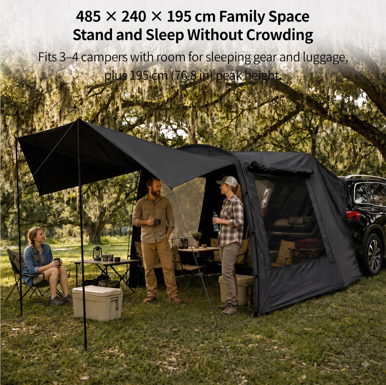 SUV Tailgate Tent Canopy – Leak Resistant 210T 3000 Waterproof UV Protection for Car Camping | Traverseon