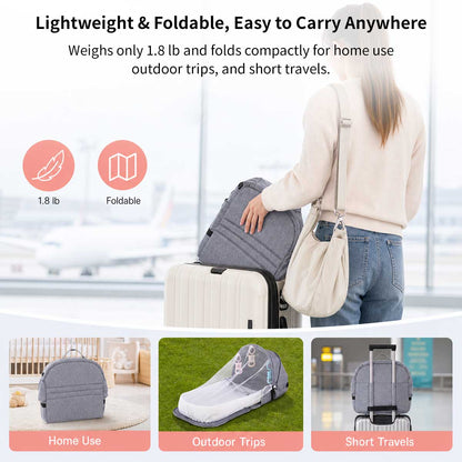 Portable Baby Travel Bassinet – 1.8 lb Foldable Mosquito Net Bed | Traverseon