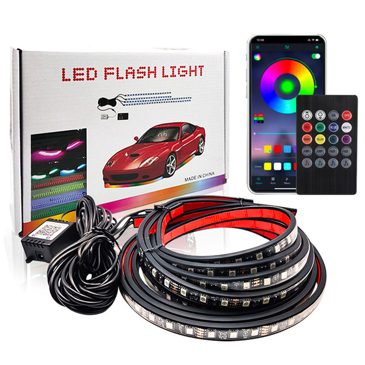 RGB Car Underglow Light Kit – 10W, APP & Remote Control