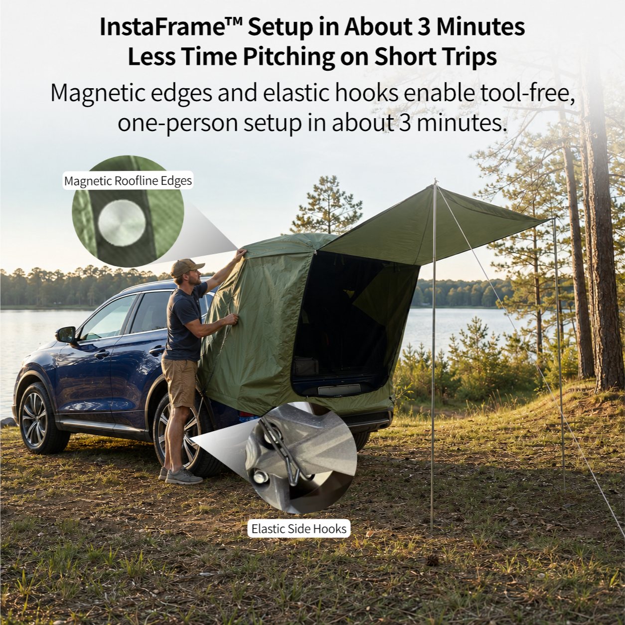 Car Camping Tent-2-3 Person Leak-Resistant SUV Tailgate Tent with Rear Awning | Traverseon