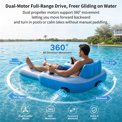Motorized Pool Lounger – 250 lb Dual-Motor Inflatable Float | Traverseon