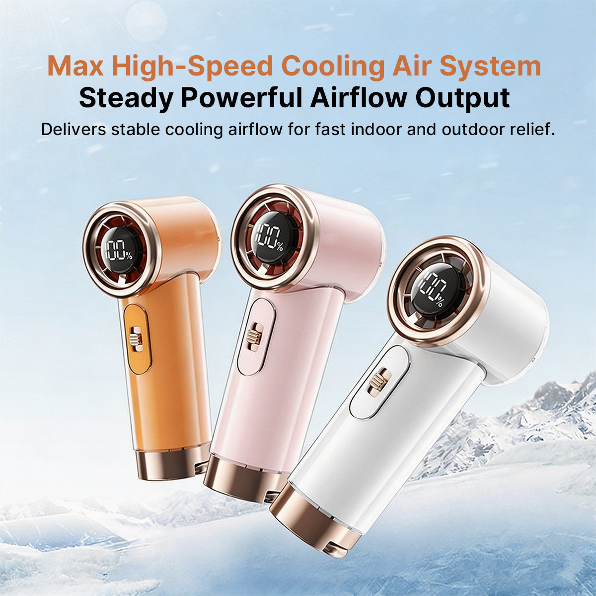 Portable Handheld Turbo Mini Fan – 15000RPM LED Low Noise Outdoor&Travel | Traverseon
