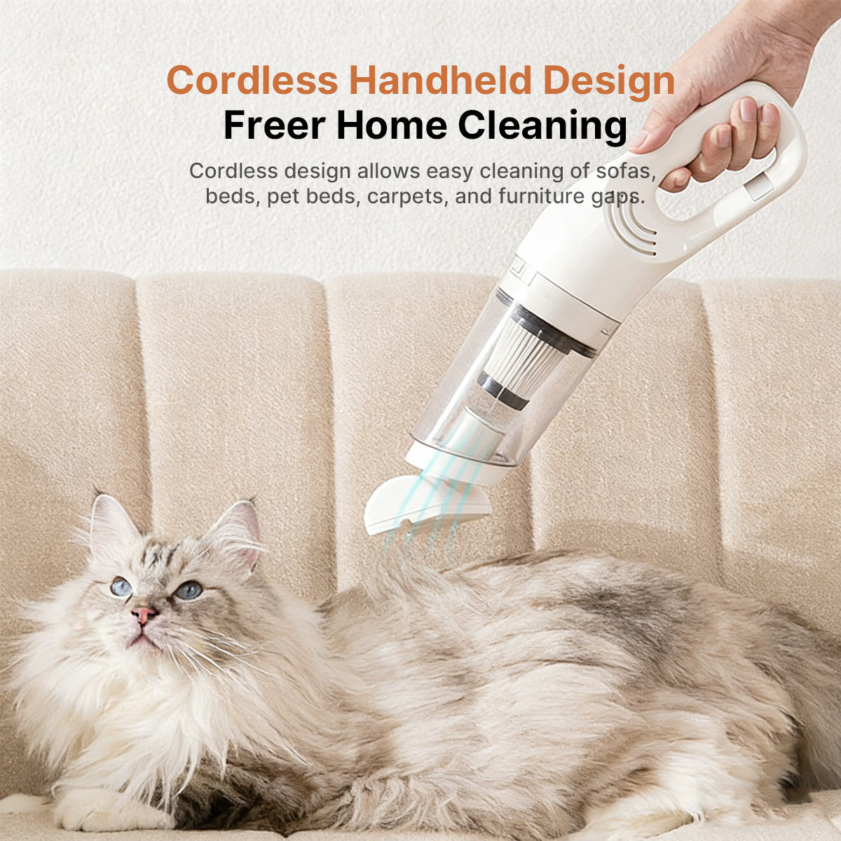 Cordless Handheld Pet Hair Vacuum – 4000Pa Strong Suction Cleaner with 4 Attachments | Traverseon