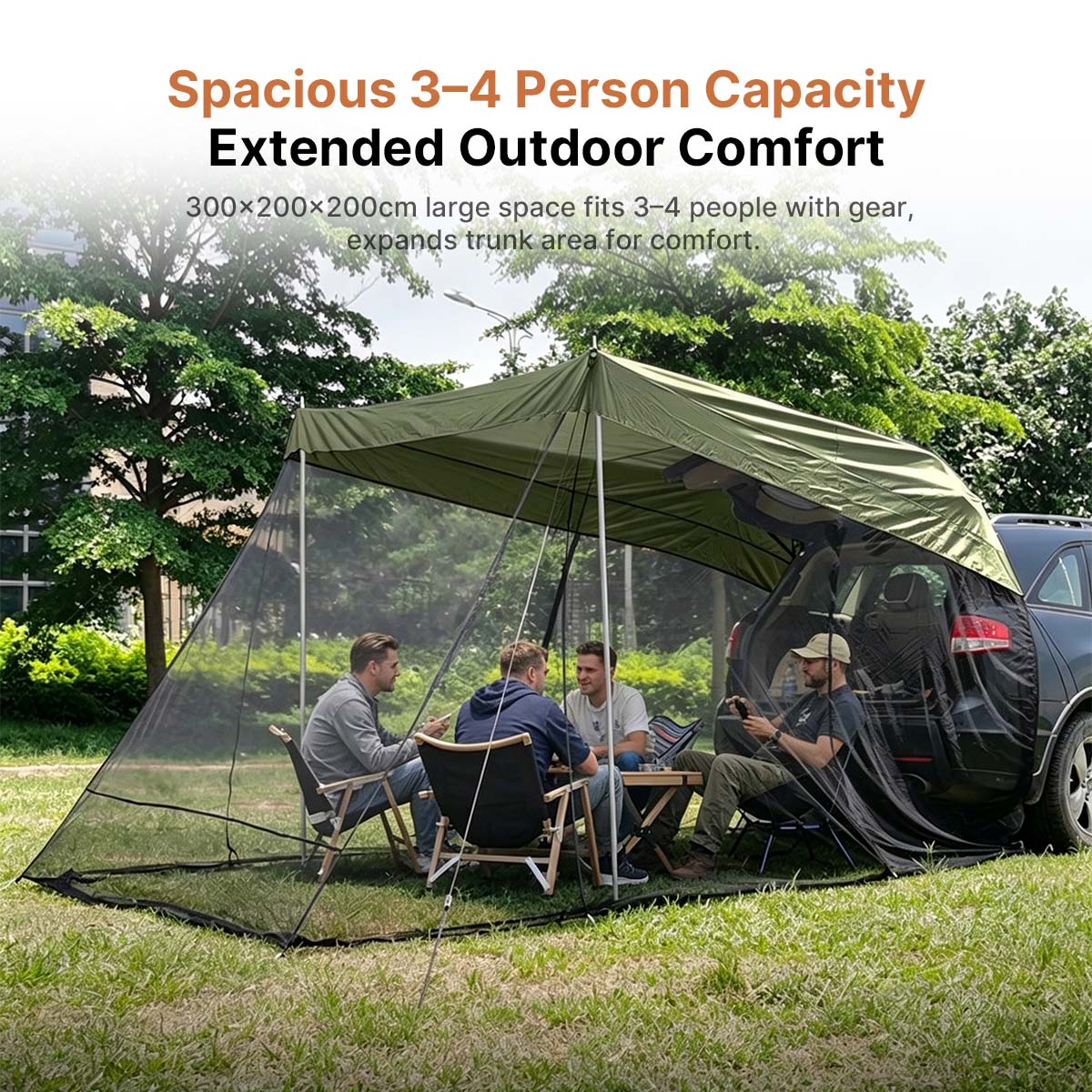 SUV Trunk Canopy Tent – Mosquito Net Sunshade Waterproof Car Shelter | Traverseon