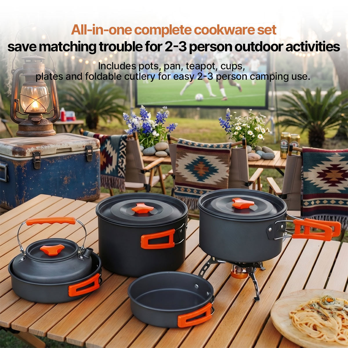 Camping Cookware Set – 2-3 Person Outdoor Pots & Tableware | Traverseon