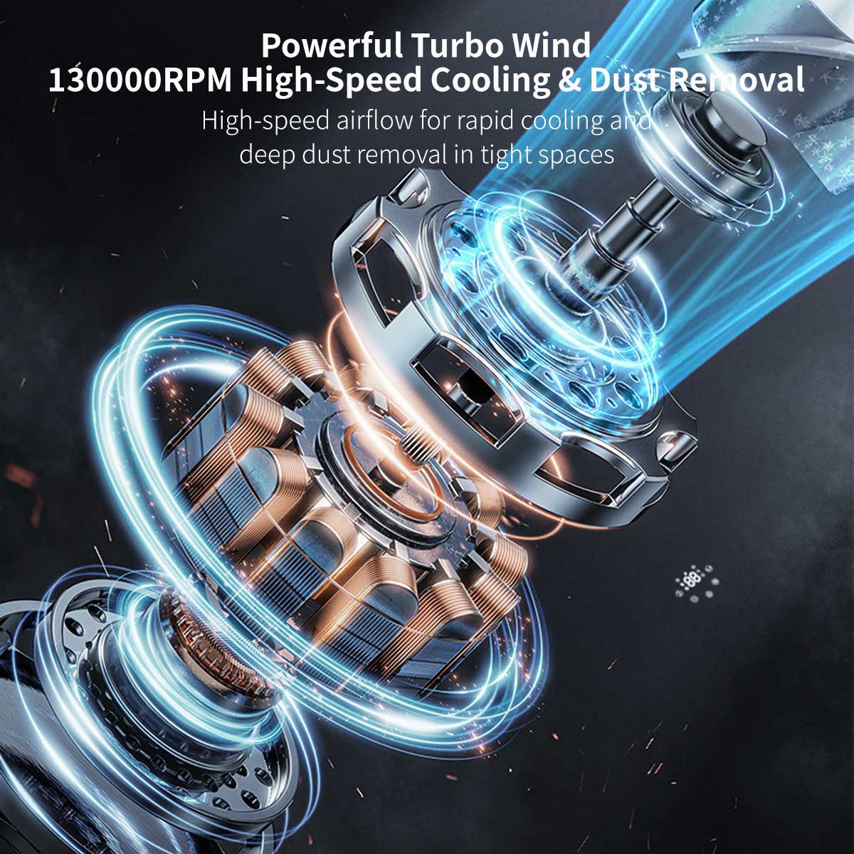 6-Speed Turbo Violence Fan, 2-in-1 Blow & Suction, 6000mAh Portable Blower with Emergency Tools|Traverseon