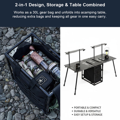 Camping Table – Folding Portable 30L Skeleton Tactical Bag 2-in-1 Outdoor | Traverseon