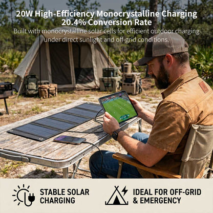 20W Foldable Solar Panel – Portable USB Charger for Camping | Traverseon