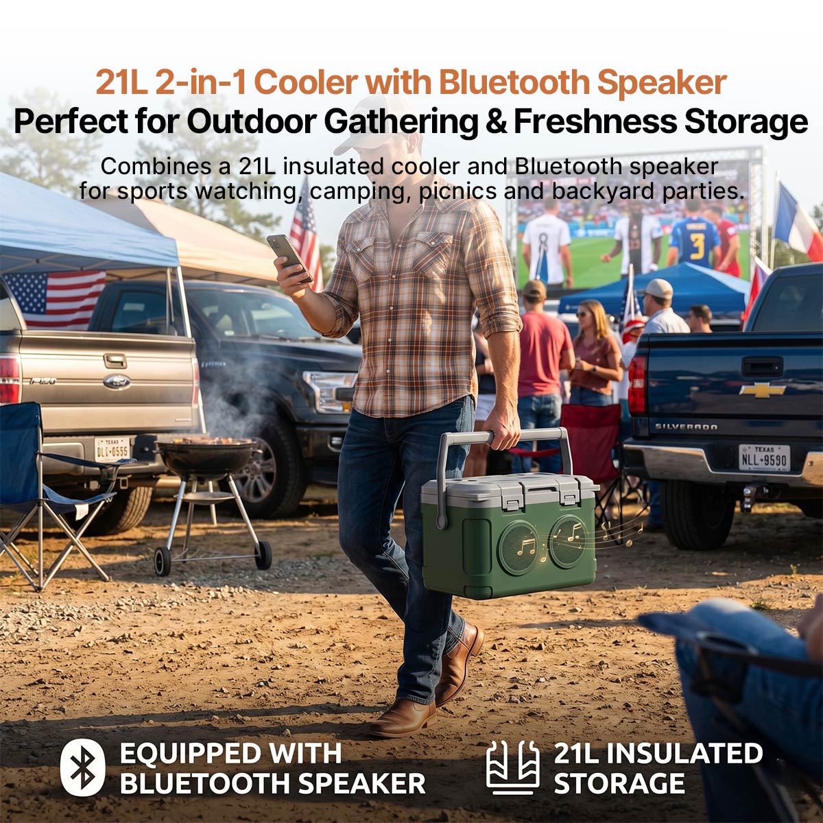 Bluetooth Cooler Box – 22.2qt Portable Outdoor Ice Chest | Traverseon