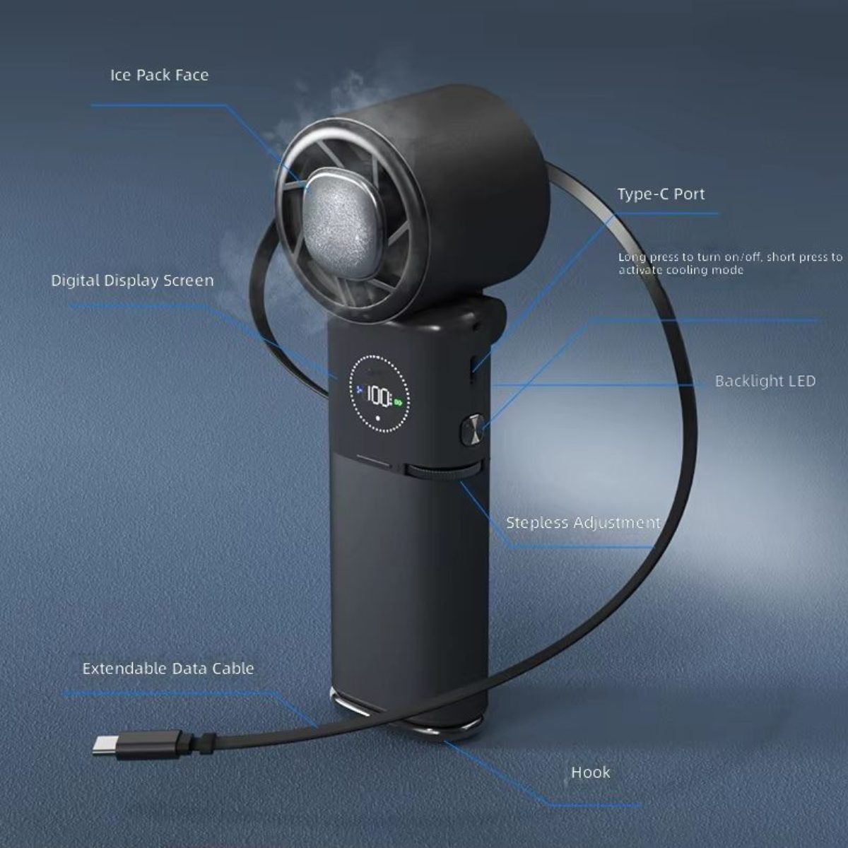 TEC Cooling Handheld Fan – Low-Noise 9000mAh Fan with Power Bank | Traverseon