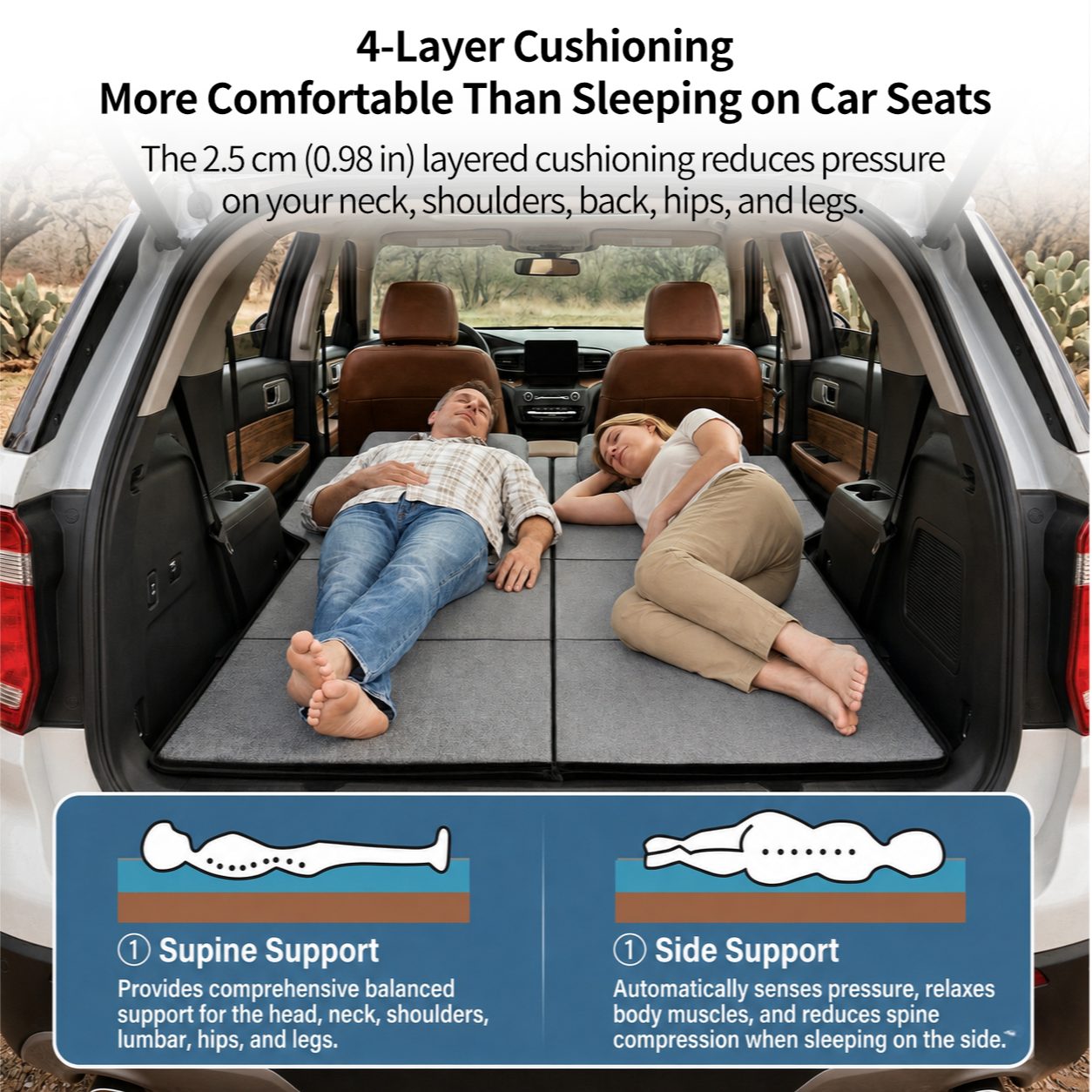 Foldable Adjustable Car Mattress – Portable Travel Bed | Traverseon