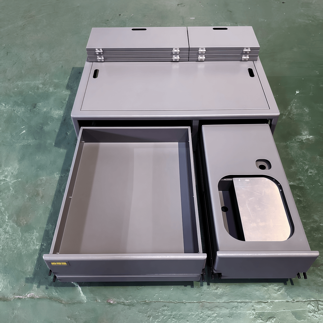 Modular SUV sleeping platform fitted in compact SUV cargo area for off-grid travel