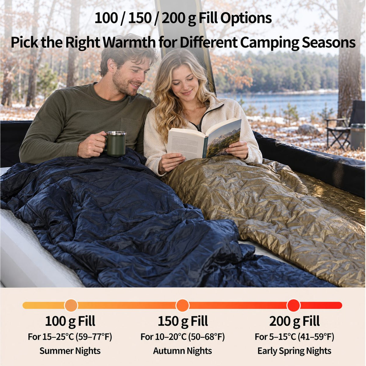 1P All-Season Sleeping Bag | Lightweight, WideFit Design for Outdoor Camping
