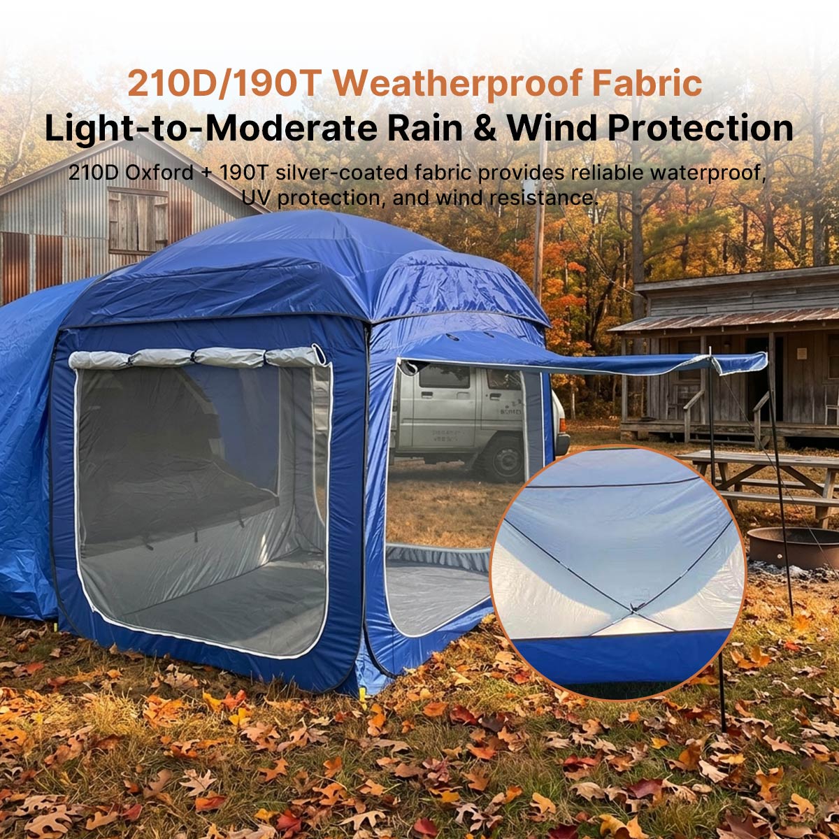 SUV Car Camping Tailgate Tent, Easy Setup Weatherproof & Roomy Extension, Family Camping & Outdoor Use | Traverseon