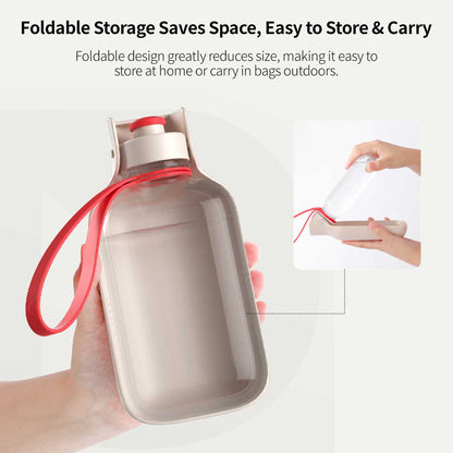 Portable Dog Water Bottle – 550/350ml 150° Fold Wide-Mouth, Leak-Proof for Outdoor Walking | Traverseon