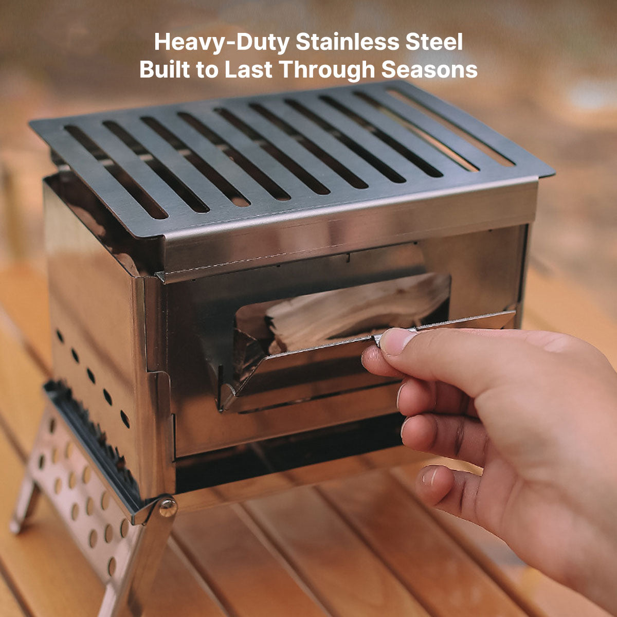 Portable Wood-Burning Stove – 930g Ultra-Light Card-Style  Foldable BBQ for Camping | Traverseon