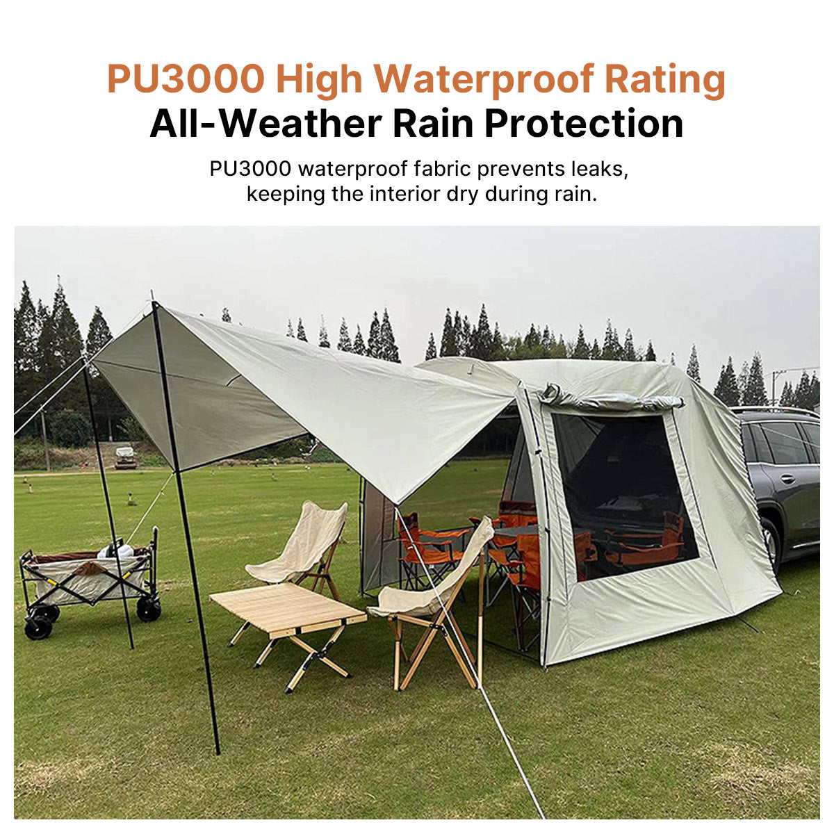 SUV Tailgate Tent Canopy – 210T 3000 Waterproof UV Protection for Car Camping | Traverseon