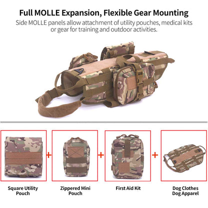 Tactical Dog Vest Harness – Adjustable, Pouches, Handle, for Hiking Training | Traverseon