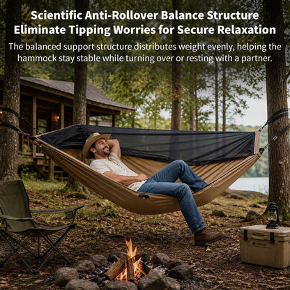 Camping Hammock with Mosquito Net – 273x100 cm Double, 250 kg Capacity | Traverseon