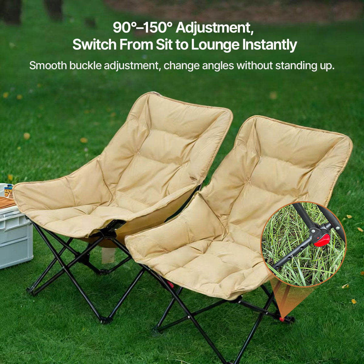 265 lb Reclining Moon Chair — 4-Level Adjustable, Extra-Wide Seat, Multi-Scene Outdoor Use | Traverseon