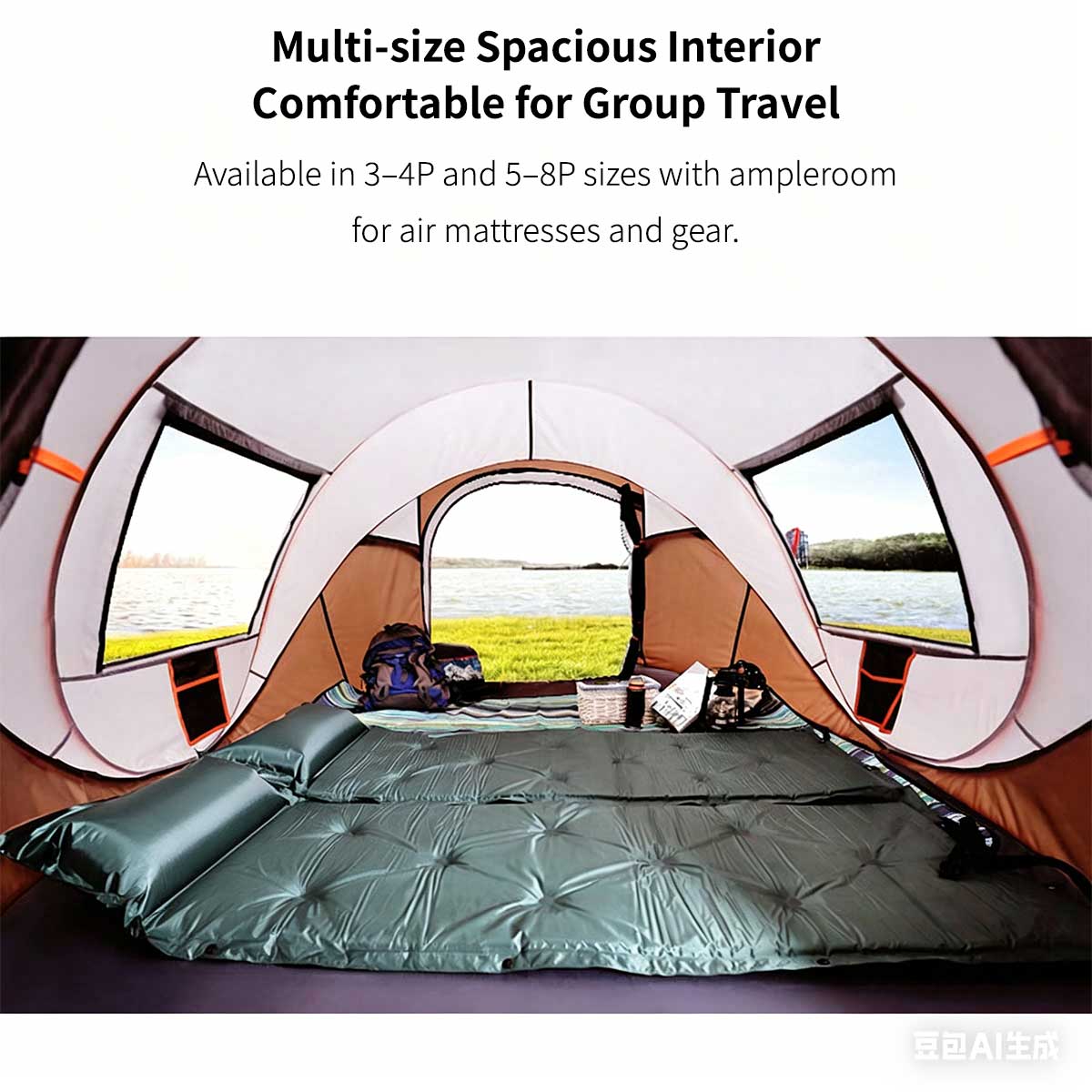 Automatic Pop-up Camping Tent – 3-8 Person Waterproof Instant Setup Shelter with Porch | Traverseon